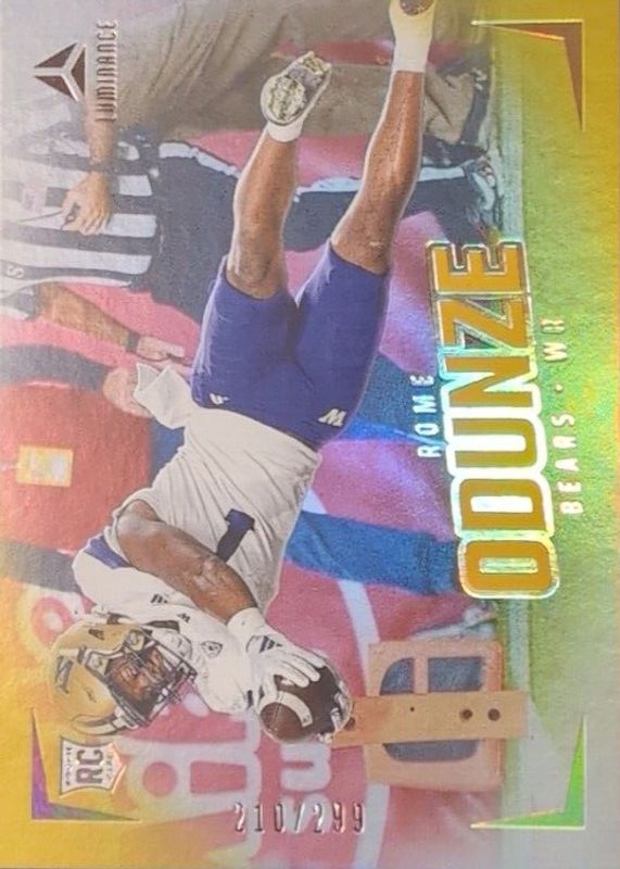 Rome Odunze 2024 Luminance #106 Vertical Rookies - Gold /299 PSA 10