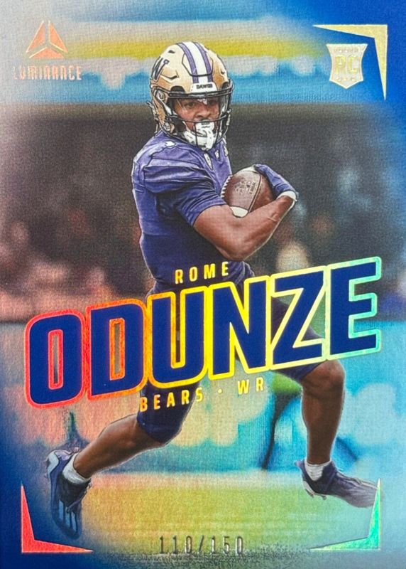 Rome Odunze 2024 Luminance #106 Vertical Rookies - Blue /150 PSA 10