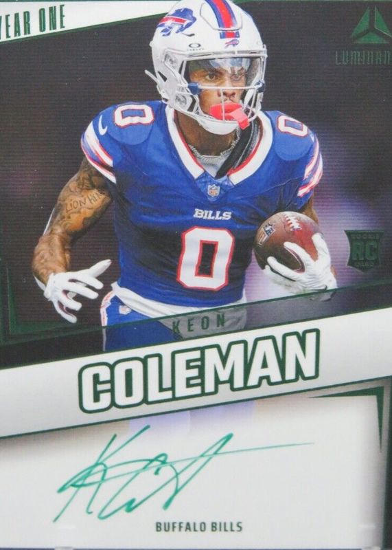 Keon Coleman 2024 Luminance #YOS-KCN Year One Signatures - Green Rookie RAW