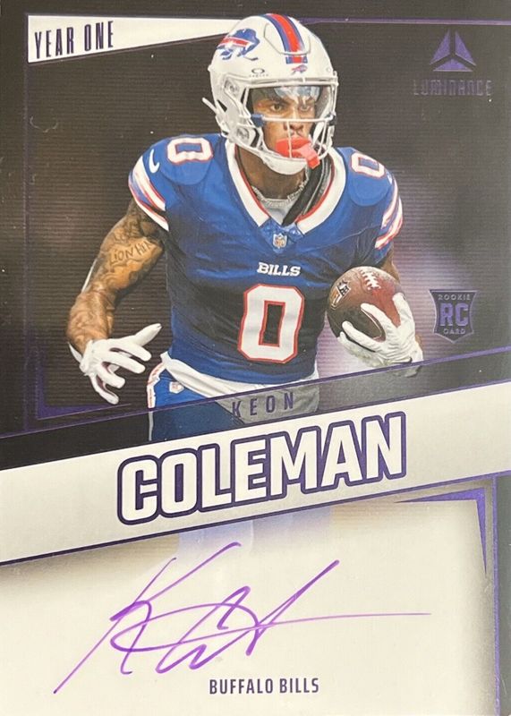 Keon Coleman 2024 Luminance #YOS-KCN Year One Signatures - Purple Rookie RAW