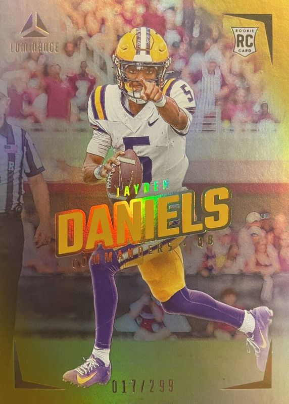 Jayden Daniels 2024 Luminance #102 Vertical Rookies - Gold /299 RAW