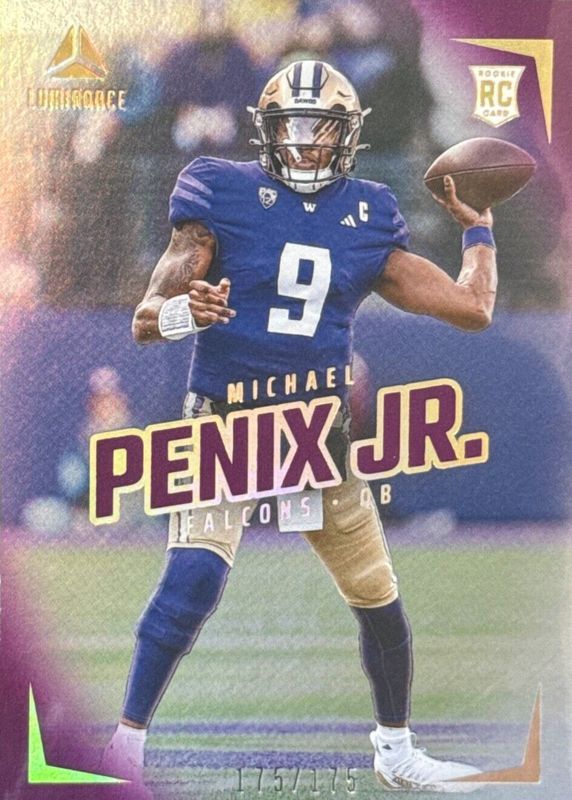 Michael Penix Jr. 2024 Luminance #136 Vertical Rookies - Purple /175 PSA 10