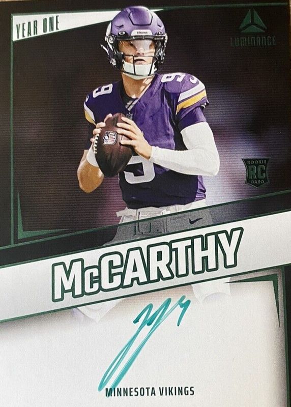 JJ McCarthy 2024 Luminance #YOS-JMY Year One Signatures - Green Rookie SGC 10