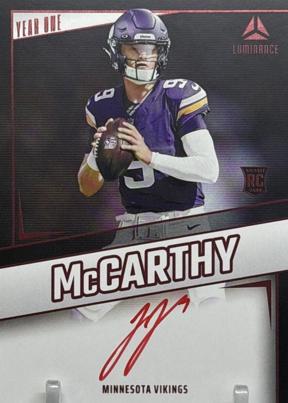 JJ McCarthy 2024 Luminance #YOS-JMY Year One Signatures - Red Rookie SGC 10