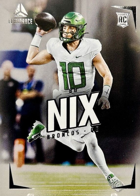 Bo Nix 2024 Luminance #130 Vertical Rookies Rookie SGC 10