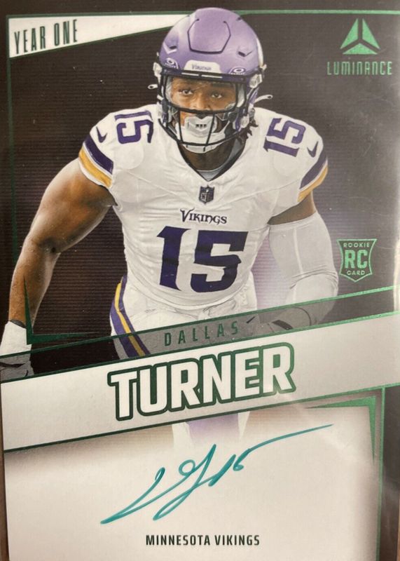 Dallas Turner 2024 Luminance #YOS-DTR Year One Signatures - Green Rookie RAW