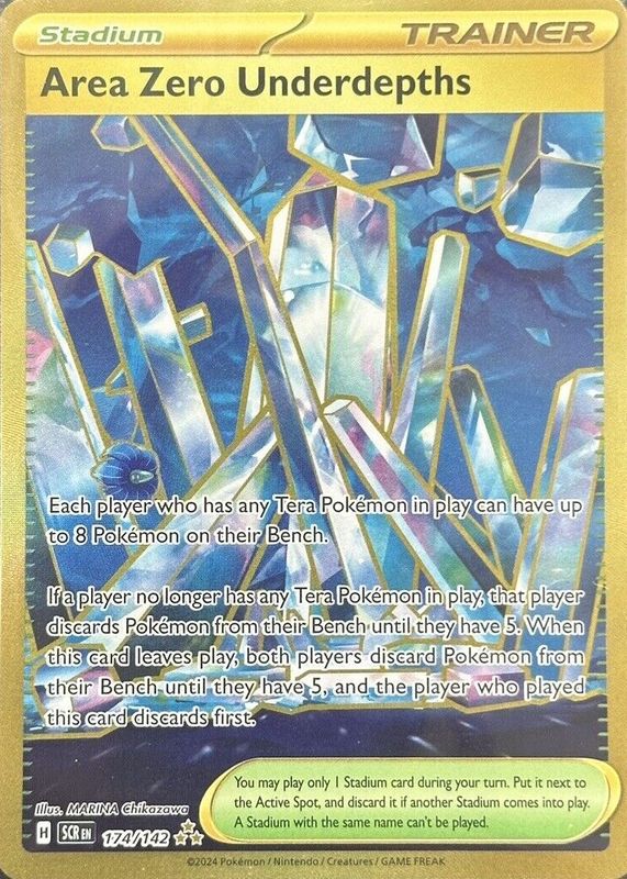 Area Zero Underdepths 2024 Scarlet & Violet: Stellar Crown #174/142 Hyper Rare (Secret) RAW TCG (MODERATELY PLAYED)