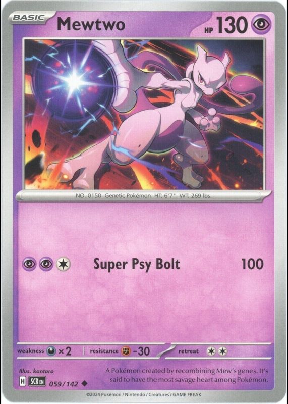 Mewtwo 2024 Scarlet & Violet: Stellar Crown #059/142 Base PSA 10