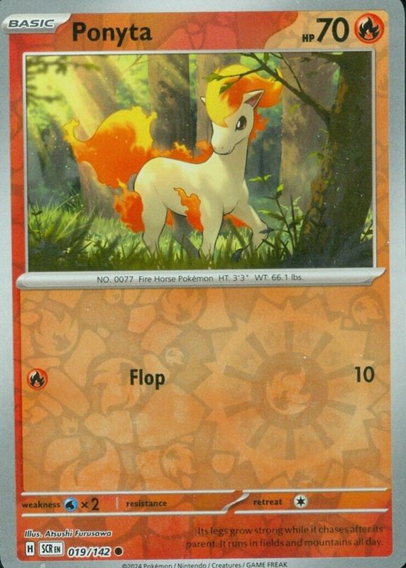 Ponyta 2024 Scarlet & Violet: Stellar Crown #019/142 Reverse Holo SGC 8.5