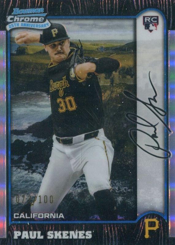 Paul Skenes 2024 Bowman Chrome #BI25-18 1999 Bowman Chrome 25th Anniversary - International Refractor /100 RAW