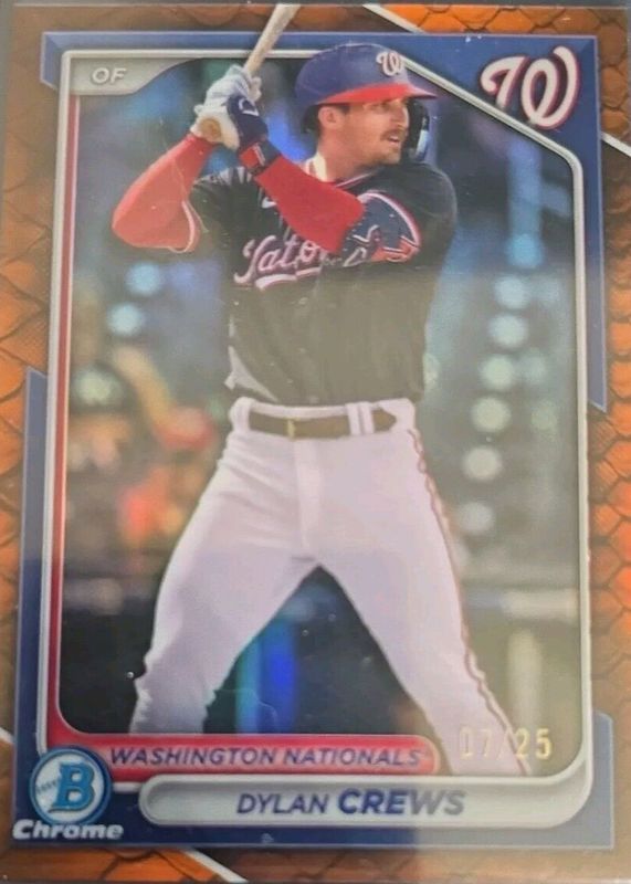 Dylan Crews 2024 Bowman Chrome #BCP-193 Prospects - Reptilian Orange Refractor /25 SGC 10