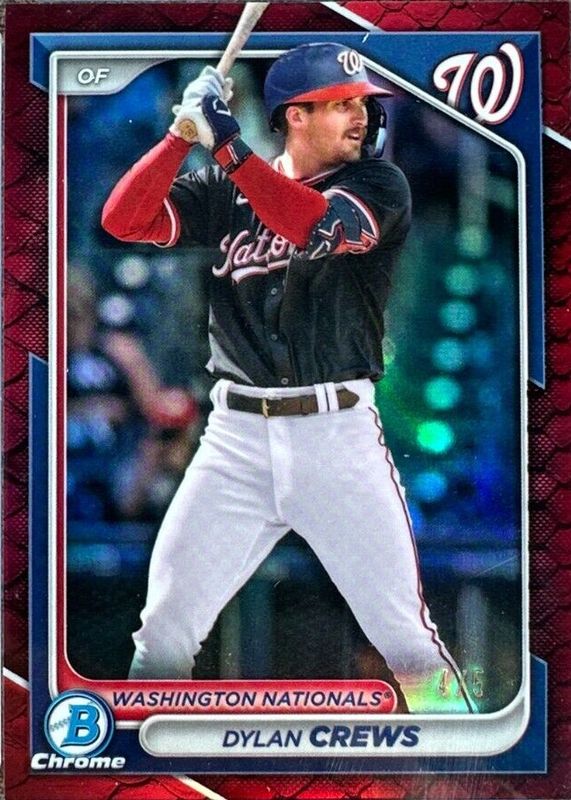 Dylan Crews 2024 Bowman Chrome #BCP-193 Prospects - Reptilian Red Refractor /5 RAW