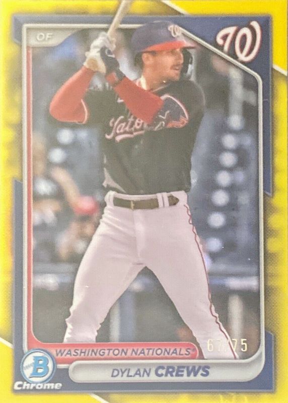 Dylan Crews 2024 Bowman Chrome #BCP-193 Prospects - Yellow Refractor /75 RAW