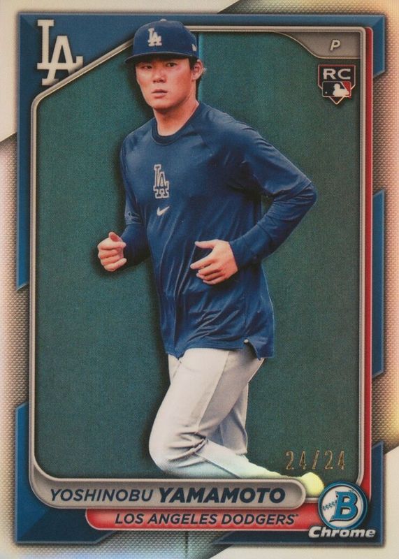 Yoshinobu Yamamoto 2024 Bowman Chrome #73 Rookie Color Run Variation /24 PSA 10