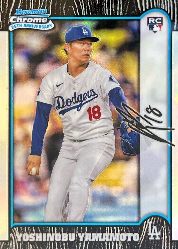 Yoshinobu Yamamoto 2024 Bowman Chrome #BC25-4 1999 Bowman Chrome 25th Anniversary Rookie RAW