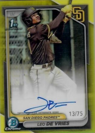 Leo De Vries 2024 Bowman Chrome #CPA-LD Prospect Auto - Yellow 