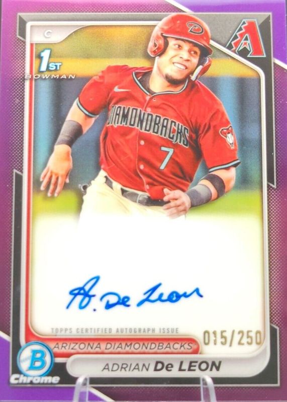 Adrian De Leon 2024 Bowman Chrome CPAADC Prospect Auto Purple