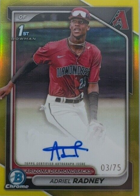 Adriel Radney 2024 Bowman Chrome #CPA-AR Prospect Auto - Yellow 