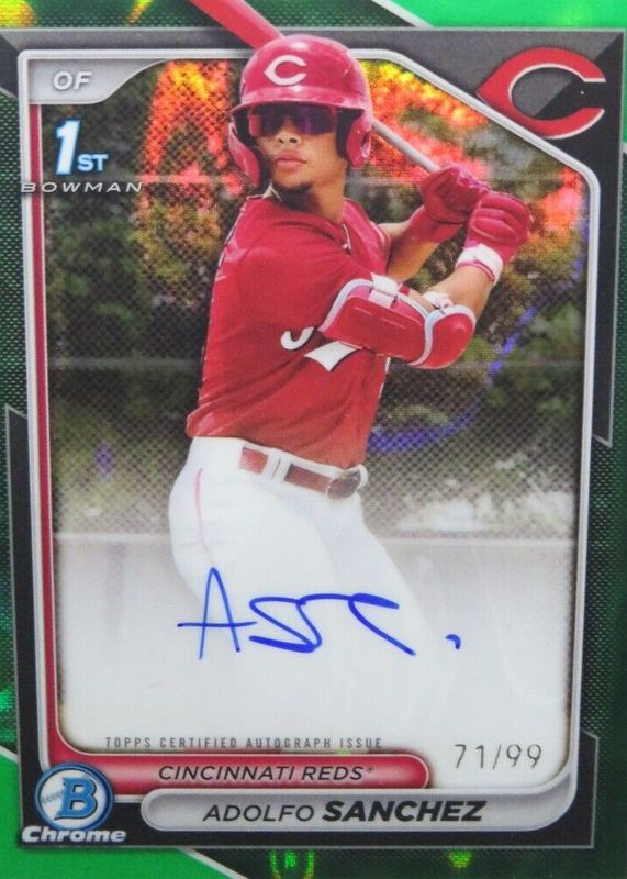Adolfo Sanchez 2024 Bowman Chrome #CPA-AS Prospect Auto - Green Lava Refractor /99 (1st) RAW