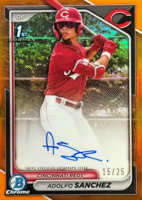 Adolfo Sanchez 2024 Bowman Chrome #CPA-AS Prospect Auto - Orange Refractor /25 (1st) RAW