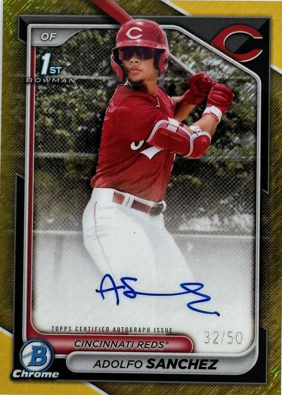 Adolfo Sanchez 2024 Bowman Chrome #CPA-AS Prospect Auto - Gold Shimmer Refractor /50 (1st) PSA 10