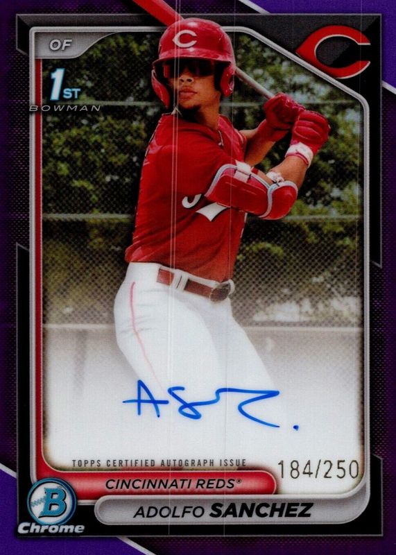 Adolfo Sanchez 2024 Bowman Chrome #CPA-AS Prospect Auto - Purple Refractor /250 (1st) BGS 9.5