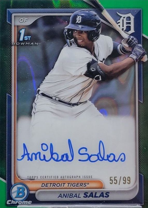 Anibal Salas 2024 Bowman Chrome #CPA-ASA Prospect Auto - Green Lava Refractor /99 (1st) PSA 10