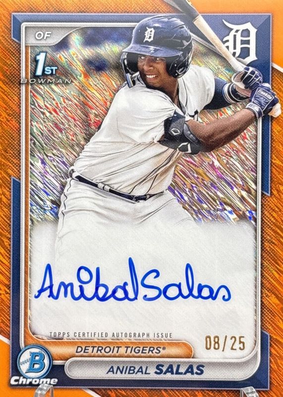 Anibal Salas 2024 Bowman Chrome #CPA-ASA Prospect Auto - Orange Shimmer Refractor /25 (1st) RAW