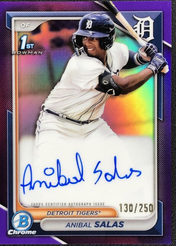 Anibal Salas 2024 Bowman Chrome #CPA-ASA Prospect Auto - Purple Refractor /250 (1st) PSA 10