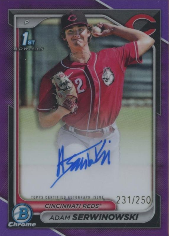 Adam Serwinowski 2024 Bowman Chrome #CPA-ASE Prospect Auto - Purple Refractor /250 (1st) PSA 10