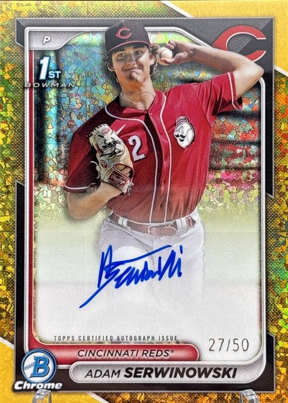 Adam Serwinowski 2024 Bowman Chrome #CPA-ASE Prospect Auto - Gold Mini-Diamond Refractor /50 (1st) PSA 10