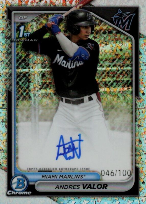 Andres Valor 2024 Bowman Chrome #CPA-AV Prospect Auto - Mini-Diamond Refractor /100 (1st) PSA 9