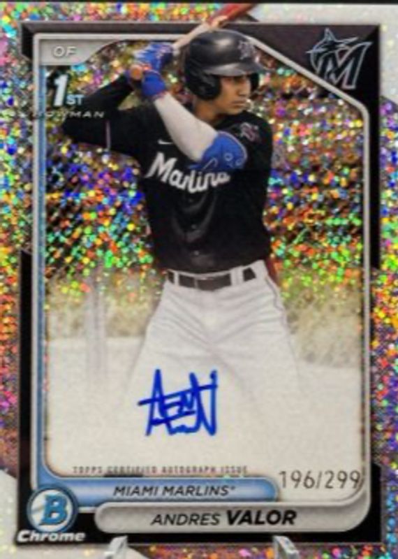 Andres Valor 2024 Bowman Chrome #CPA-AV Prospect Auto - Speckle Refractor /299 (1st) PSA 10