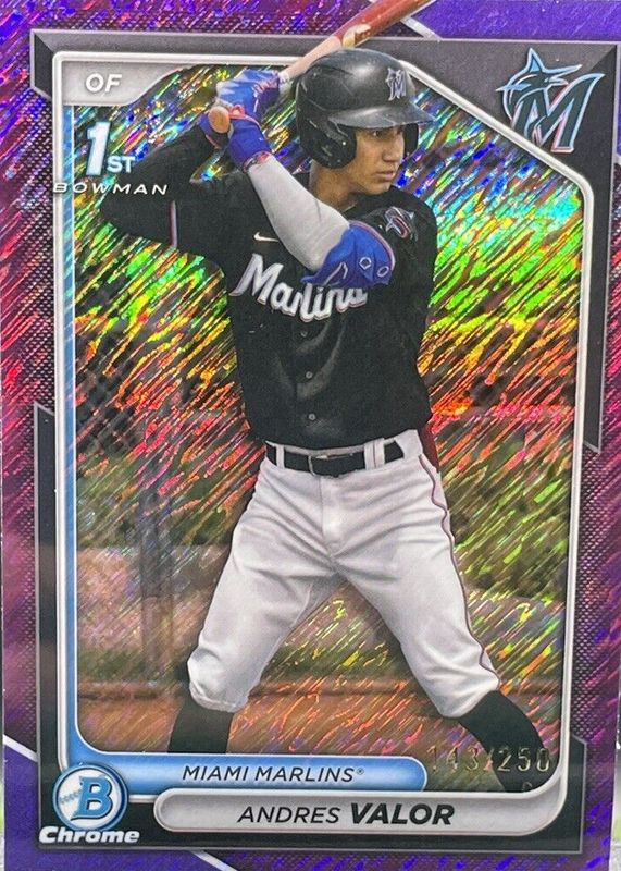 Andres Valor 2024 Bowman Chrome #BCP-196 Prospects - Purple Shimmer Refractor /250 (1st) RAW