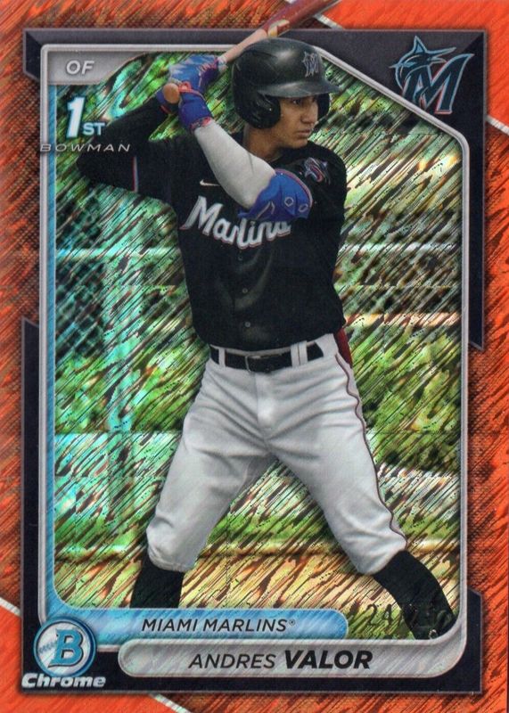 Andres Valor 2024 Bowman Chrome #BCP-196 Prospects - Orange Shimmer Refractor /25 (1st) PSA 10