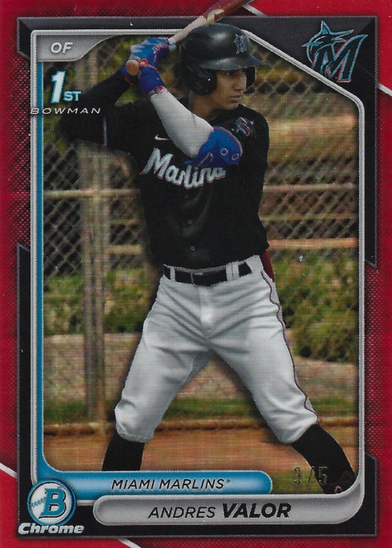 Andres Valor 2024 Bowman Chrome #BCP-196 Prospects - Red Refractor /5 (1st) RAW