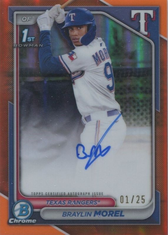 Braylin Morel 2024 Bowman Chrome #CPA-BM Prospect Auto - Orange Refractor /25 (1st) SGC 10