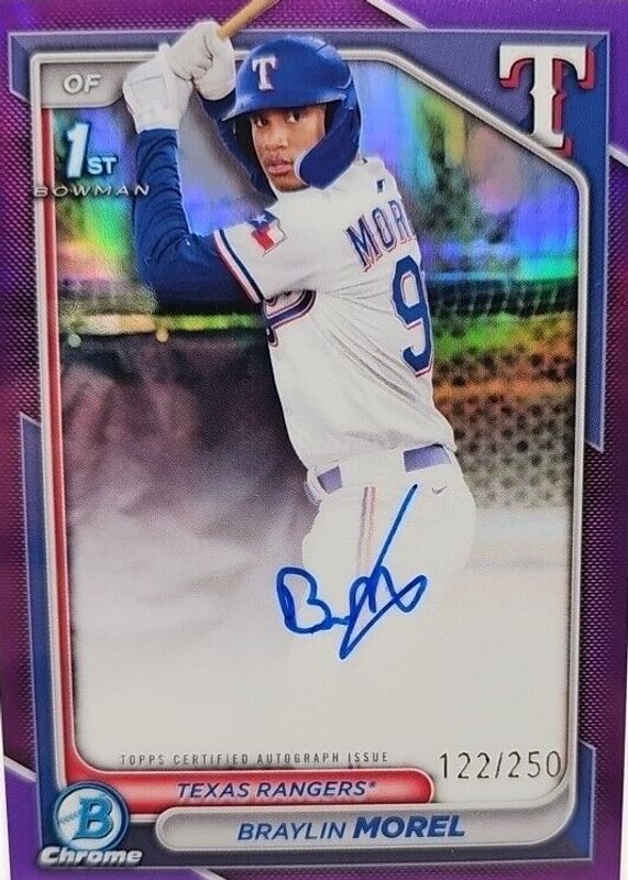 Braylin Morel 2024 Bowman Chrome #CPA-BM Prospect Auto - Purple Refractor /250 (1st) RAW