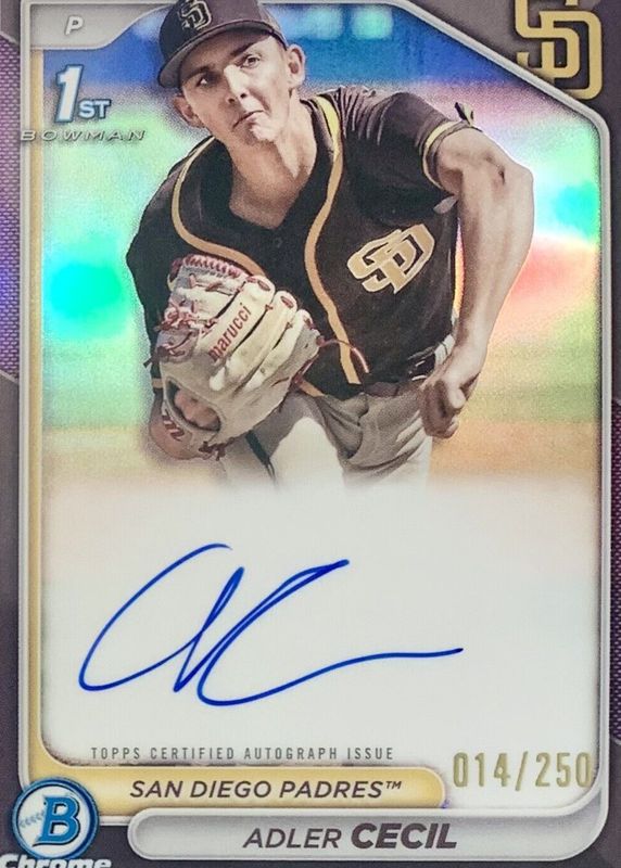 2024 Bowman Chrome #CPA-CA Prospect Auto - Purple Refractor /250 (1st)