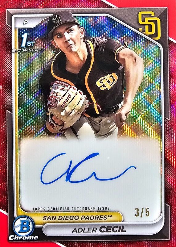 2024 Bowman Chrome #CPA-CA Prospect Auto - Red Wave Refractor /5 (1st)