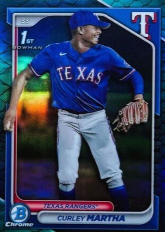 Curley Martha 2024 Bowman Chrome #BCP-168 Prospects - Reptilian Blue Refractor /150 (1st) RAW