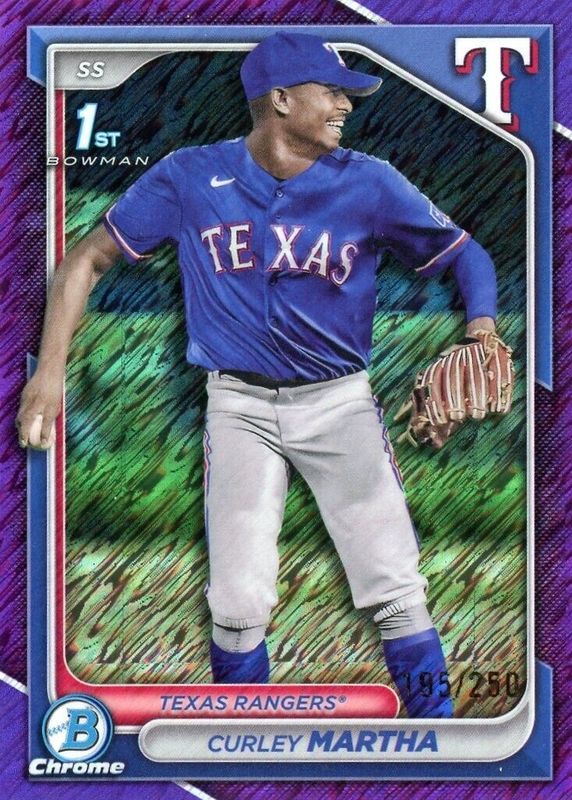 Curley Martha 2024 Bowman Chrome #BCP-168 Prospects - Purple Shimmer Refractor /250 (1st) SGC 10