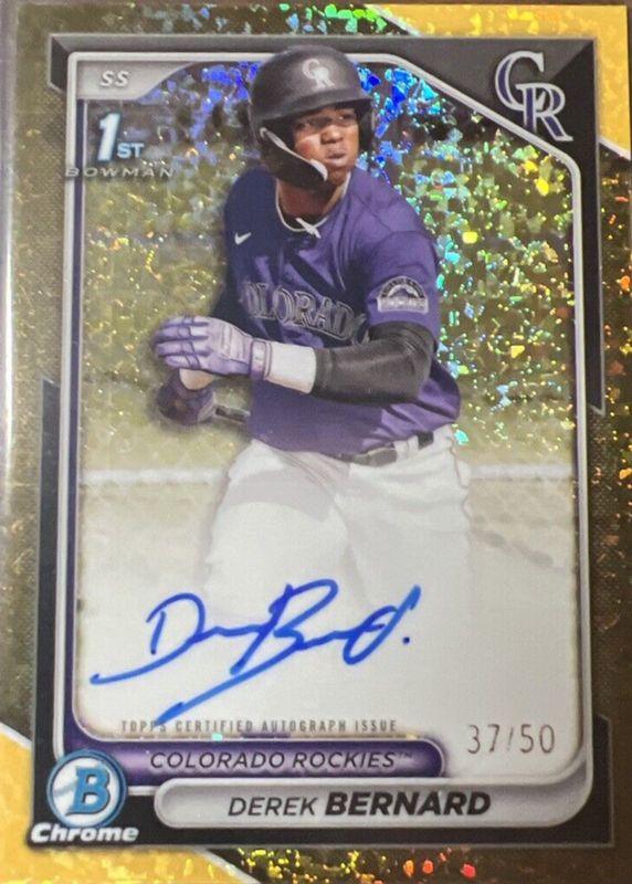 Derek Bernard 2024 Bowman Chrome #CPA-DB Prospect Auto - Gold Refractor /50 (1st) RAW