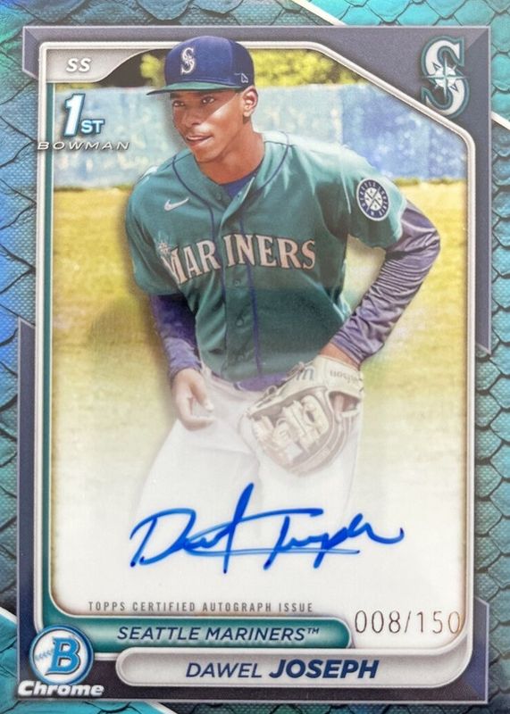 2024 Bowman Chrome #CPA-DJ Prospect Auto - Reptilian Blue Refractor /150 (1st)