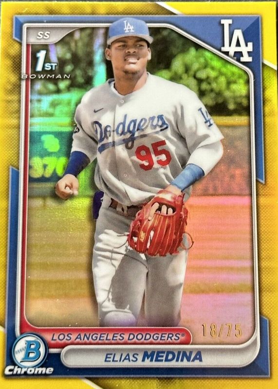 Elias Medina 2024 Bowman Chrome #BCP-183 Prospects - Yellow Refractor /75 (1st) RAW