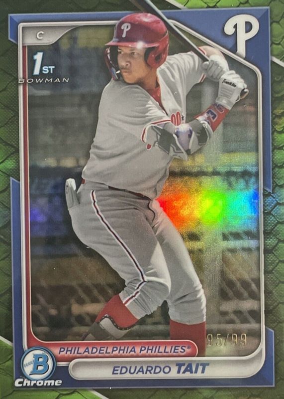 Eduardo Tait 2024 Bowman Chrome #BCP-164 Prospects - Reptilian Green Refractor /99 (1st) PSA 10