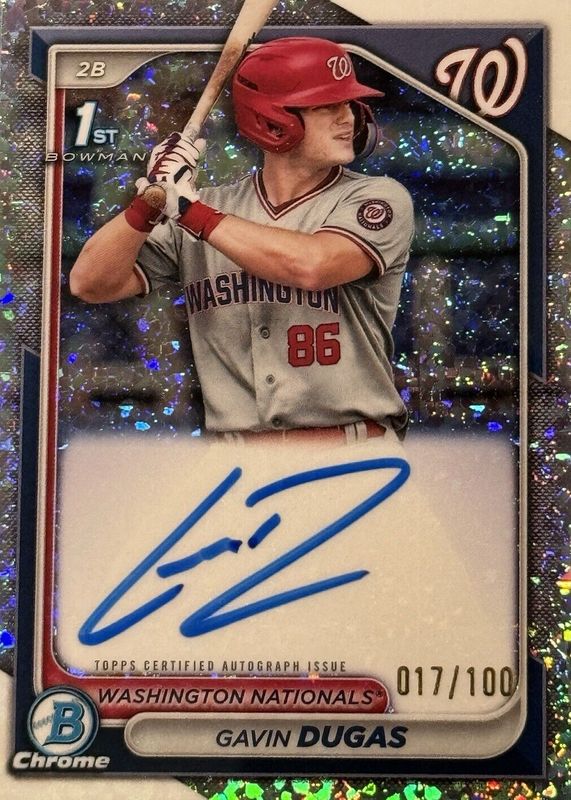 Gavin Dugas 2024 Bowman Chrome #CPA-GD Prospect Auto - Mini-Diamond Refractor /100 (1st) RAW