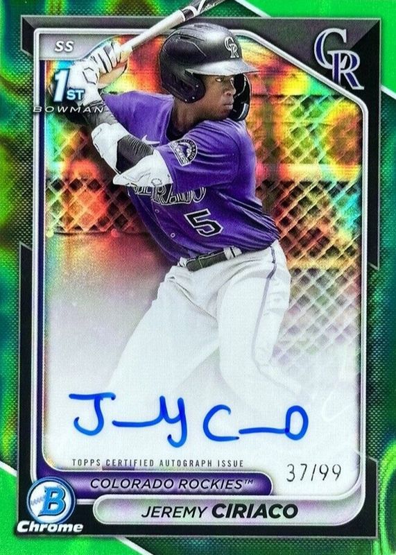 2024 Bowman Chrome #CPA-JC Prospect Auto - Green Lava Refractor /99 (1st)