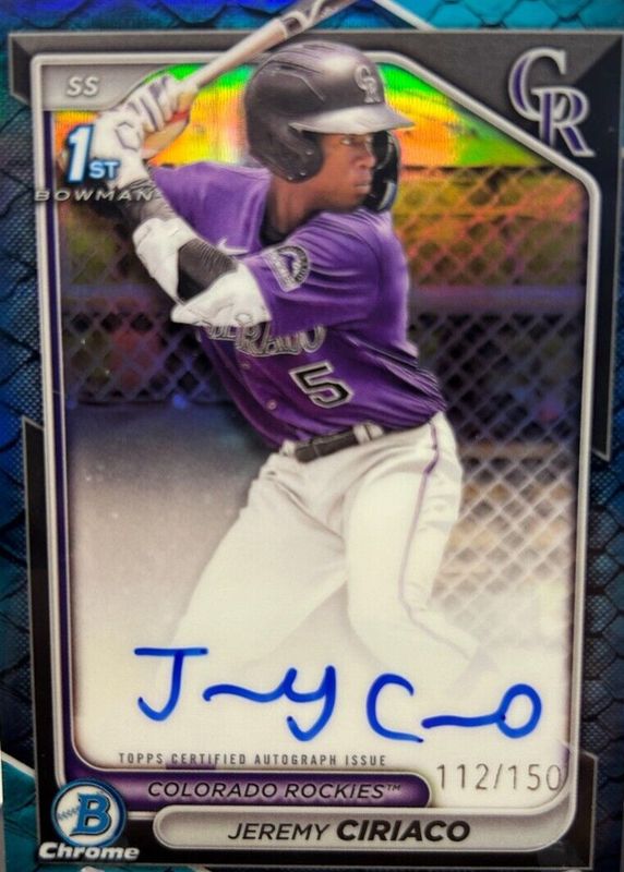 2024 Bowman Chrome #CPA-JC Prospect Auto - Reptilian Blue Refractor /150 (1st)