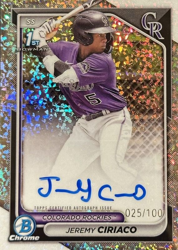 2024 Bowman Chrome #CPA-JC Prospect Auto - Mini-Diamond Refractor /100 (1st)